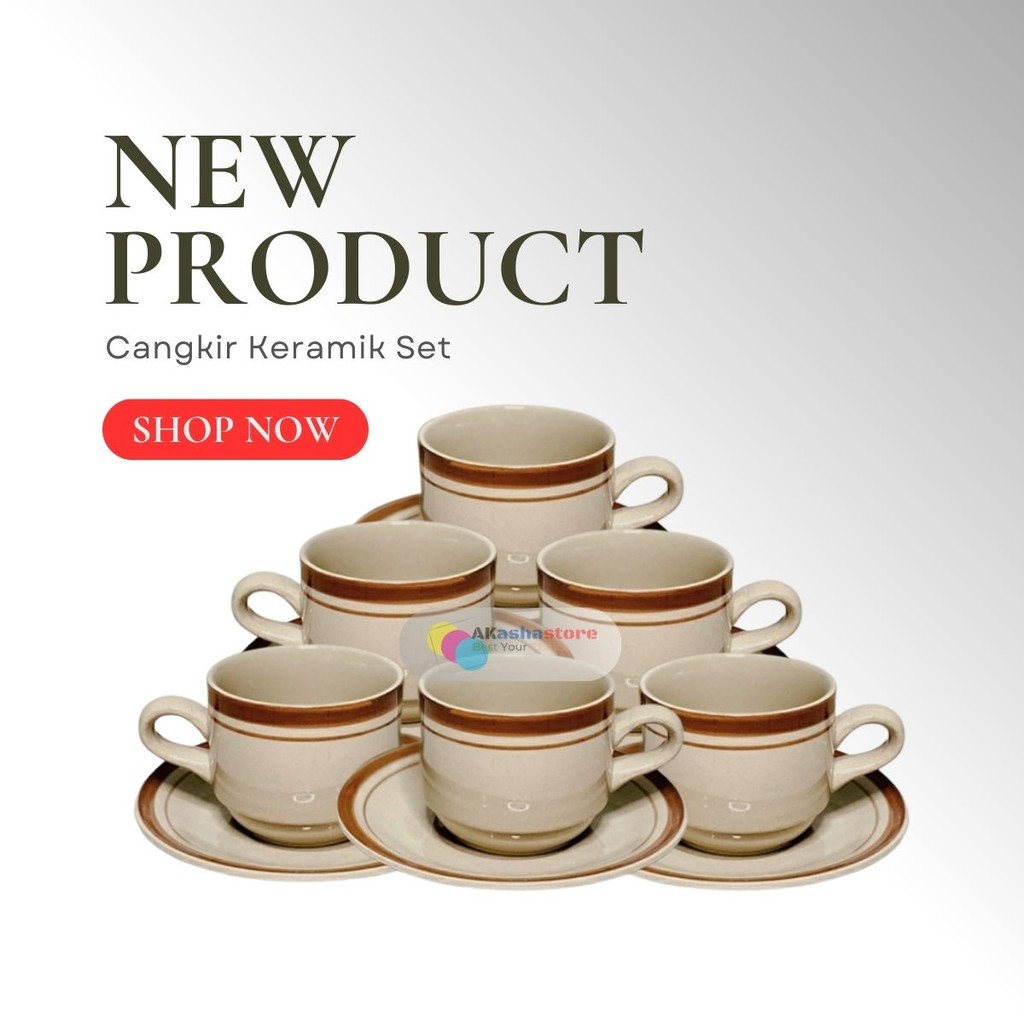 Cangkir Kopi Set Keramik Aesthetic Coklat 1 Pack