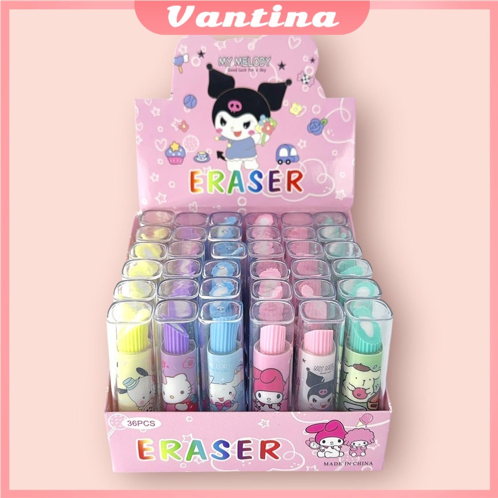 

(1box=36pcs) Penghapus Pensil Model Lipstik Beauty Lucu Imut / Stick Lipstik Karakter / Eraser Bentuk Lipstik Beauty Warna Warni