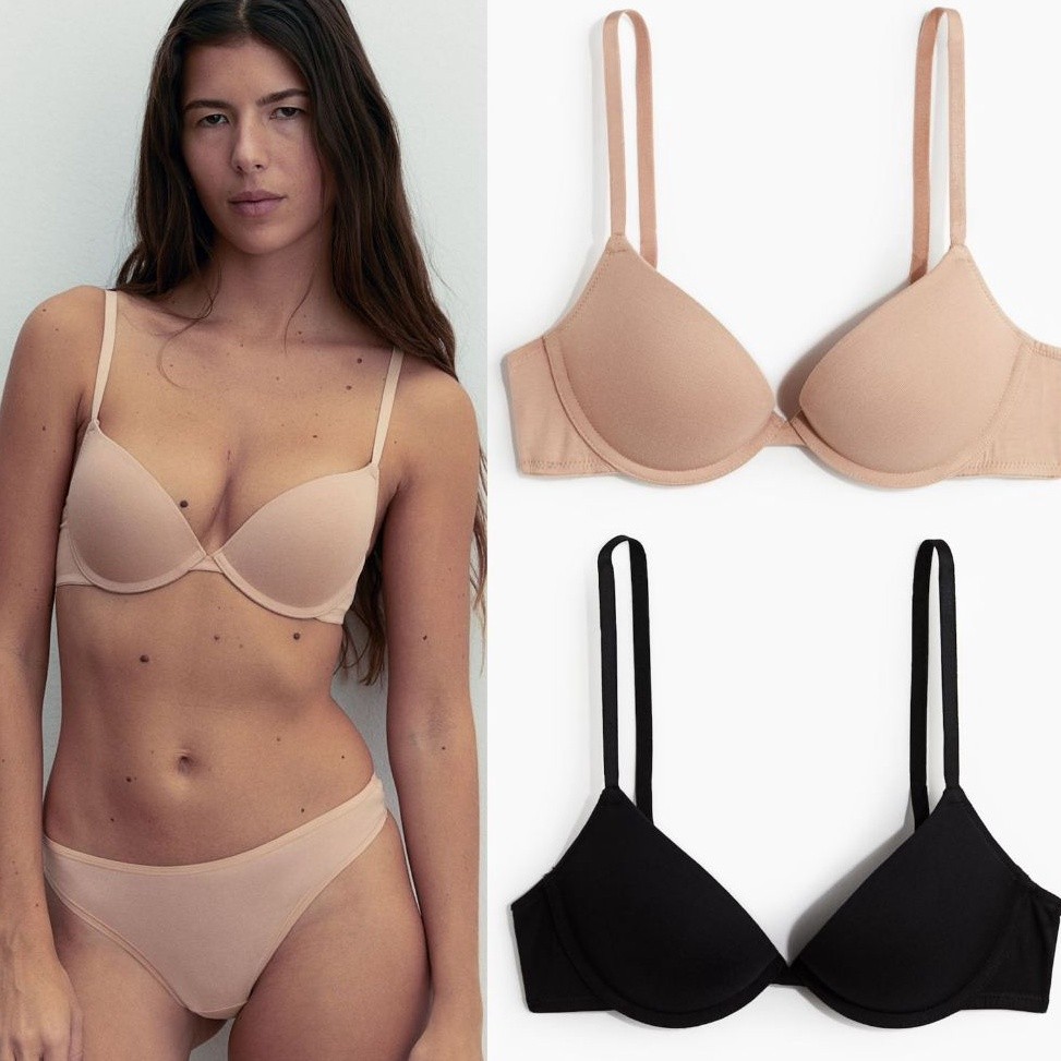 H&M Demi Cotton Bra / Lightly Padded Kawat Underwired BH Katun Wired Tanpa Pushup Jastip HM Beha Non