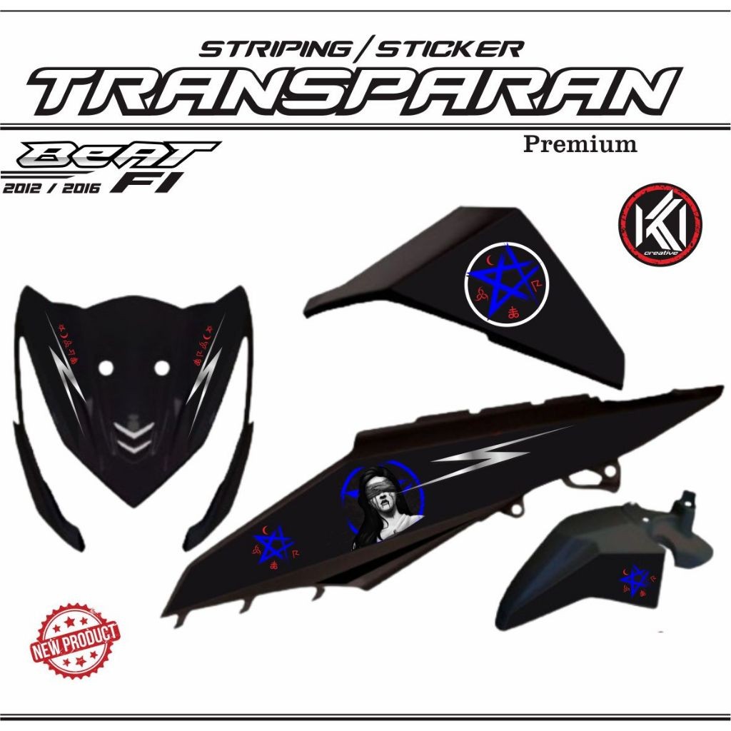 STRIPING STICKER TRANSPARAN UV MOTOR BEAT F1 LIST KECE 2 STIKER KEREN