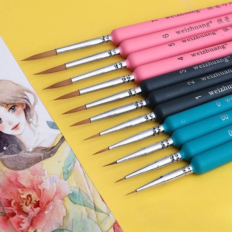 

Miniature Paint Brushes Art Painting Brushes Set Detailing Paint Brushes Weasel Hair for Gouache Watercolor Oil Paints Artists