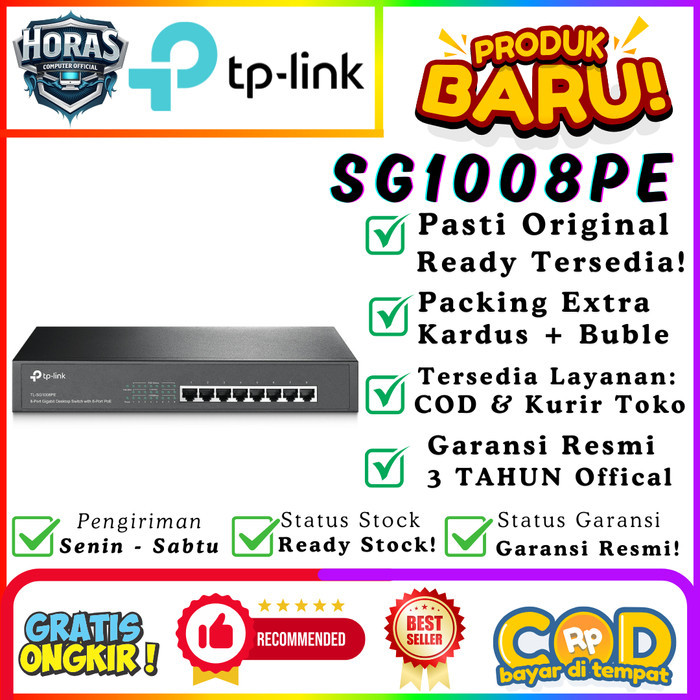 TP-Link TL-SG1008PE 8 Port PoE+ Gigabit Desktop/Rackmount Switch