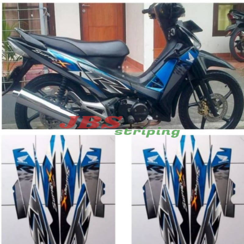 striping supra x 125 stiker  honda supra x 125 r 2010 abu biru