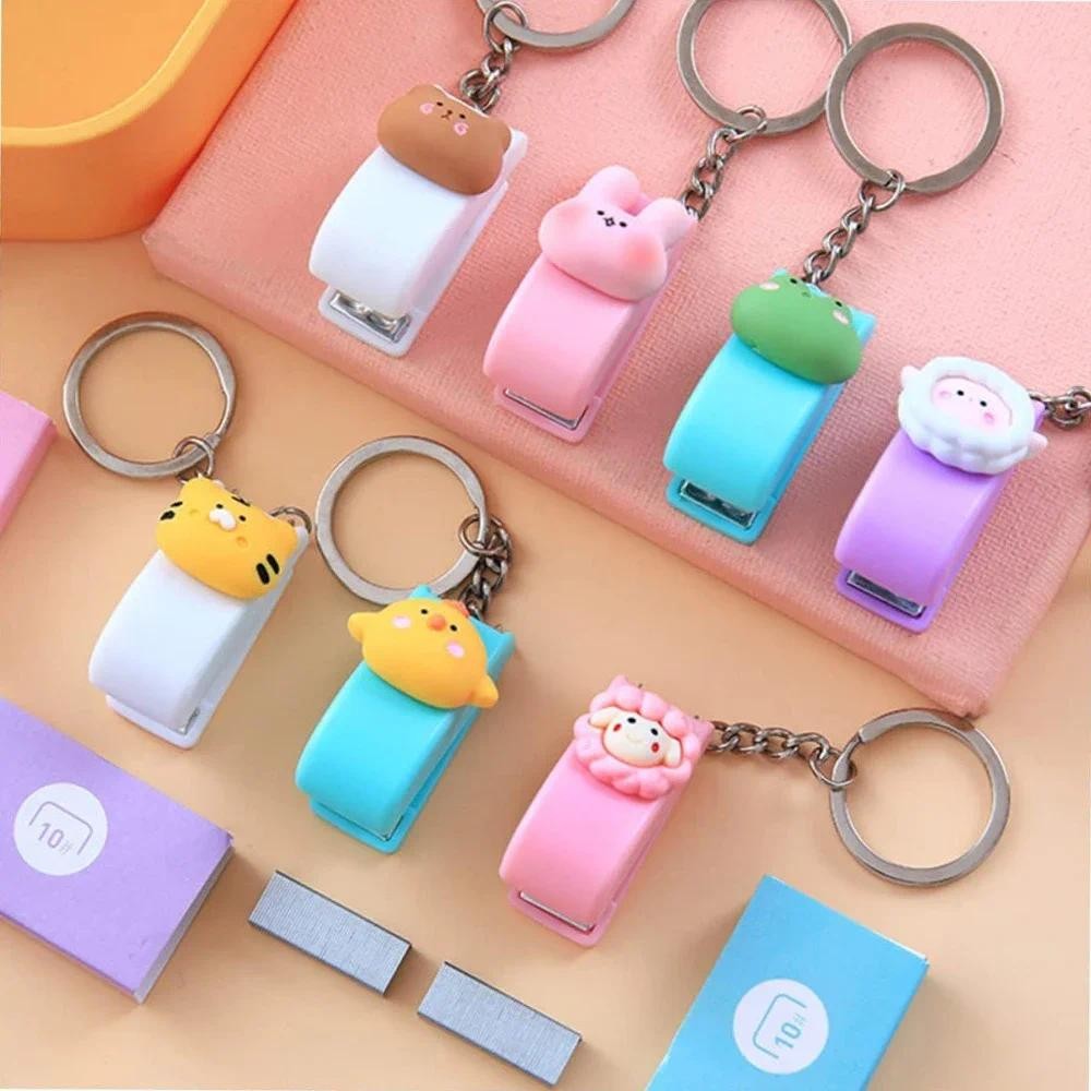 

Mini Cute Animal Stapler Portable Book Binding Machines Keychains School Supplies Office Accessories Creative Stationery Gifts