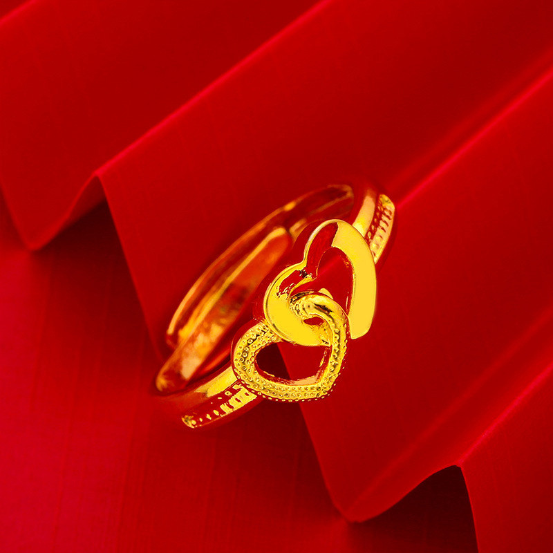 Alluvial Gold Lucky Beads Ring Women Matte Open Adjustable Ring Fashion Index Finger Ring