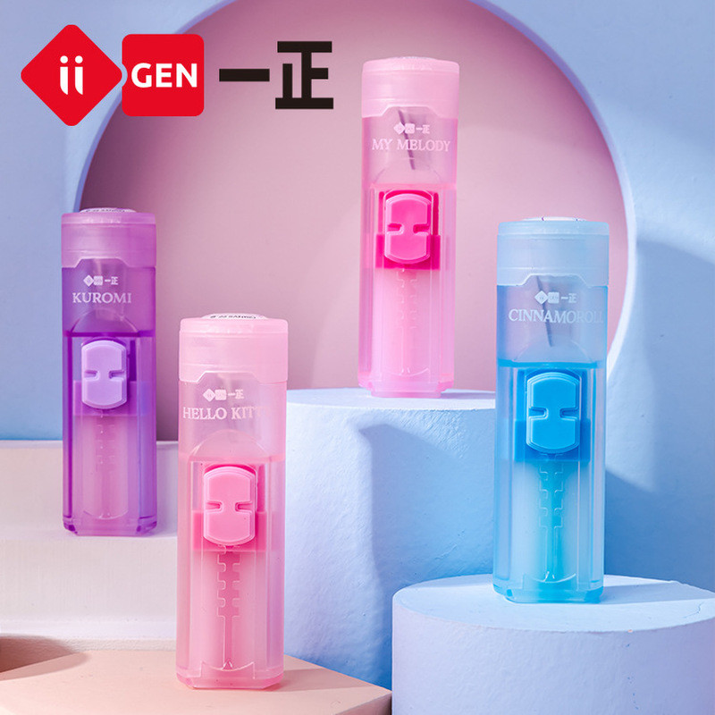 

24pcs/ Box Sanrio Kuromi Melody Hello Kitty Pencil Sharpener Push-pull Eraser Two-in-one Student Children's Stationery Wholesale