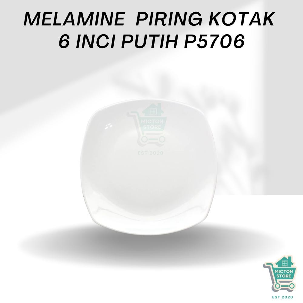 MICTON Premium Piring Kotak 6 Inch P5706 Piring Kotak Melamin Piring Persegi Melamin Wadah Makan Kot
