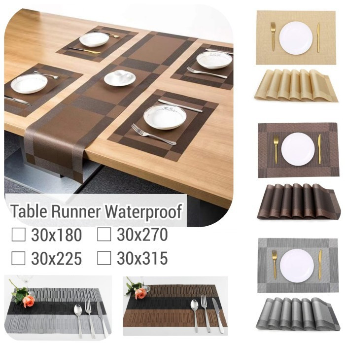 Table Runner Polos Gold 35 x 180 cm -Taplak Meja Panjang Anti Air - bronzie, 30x270