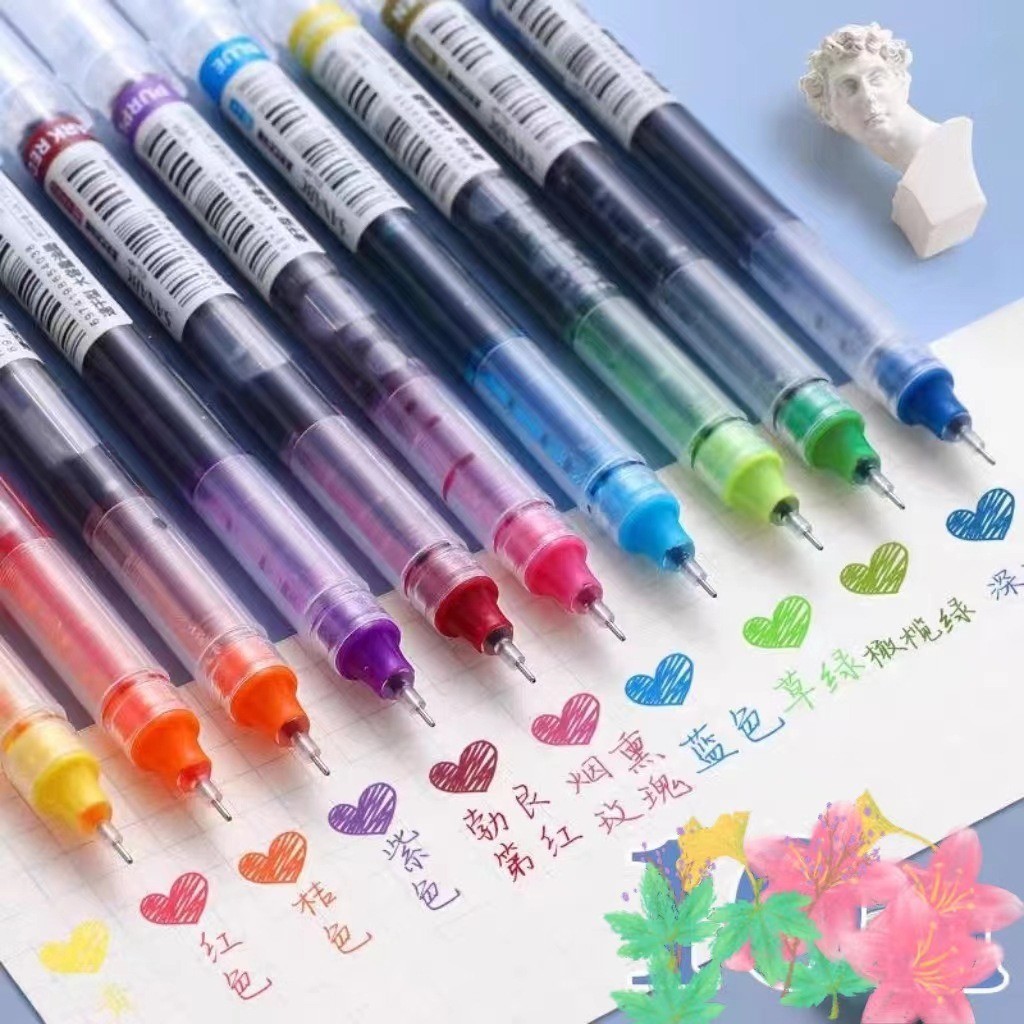 

12 Colors/set Large Capacity Quick Dry Gel Pens 0.5mm Colored Ballpoint Pen Back To School Cute Pens School Supplies Stationery