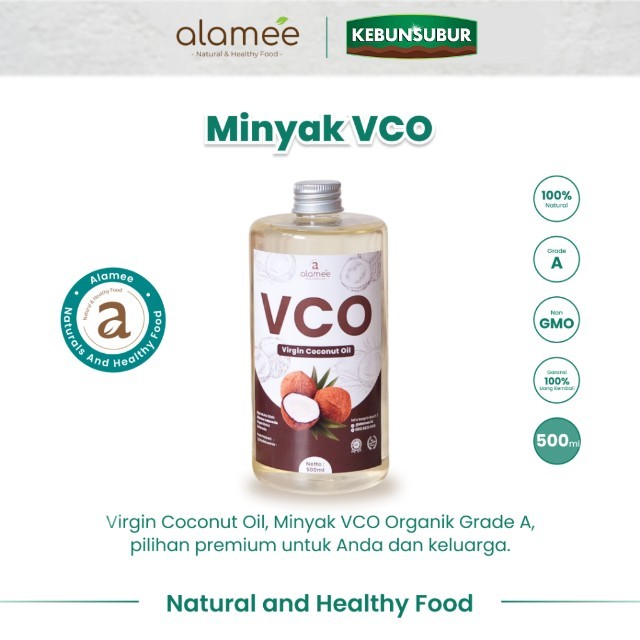 

ALAMEE Minyak Kelapa Murni Extra Virgin Coconut Oil VCO Asli Dapat Diminum Organik Masak Minum 500ml Kebunsubur