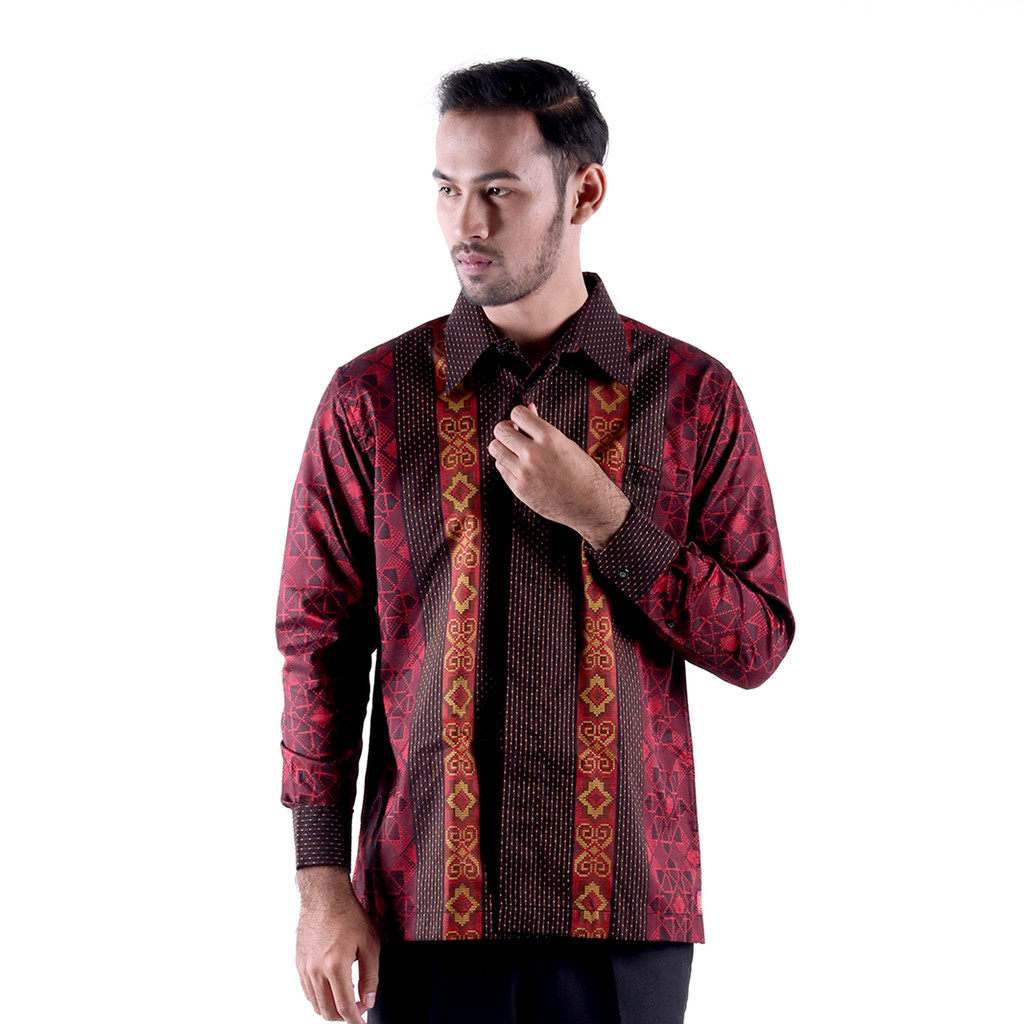 Baju Batik BHS Excellent Warna Hitam Merah