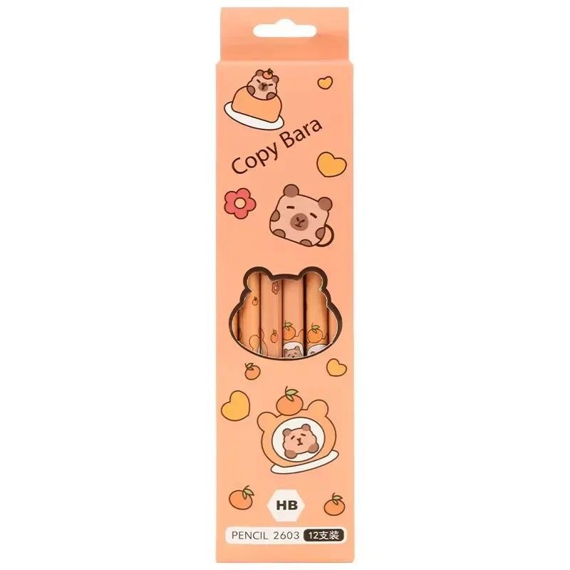 

12Pcs/Set Capybara Cute Kawaii Cartoon Pencil HB Sketch Items Drawing Stationery Student School children's day gift
