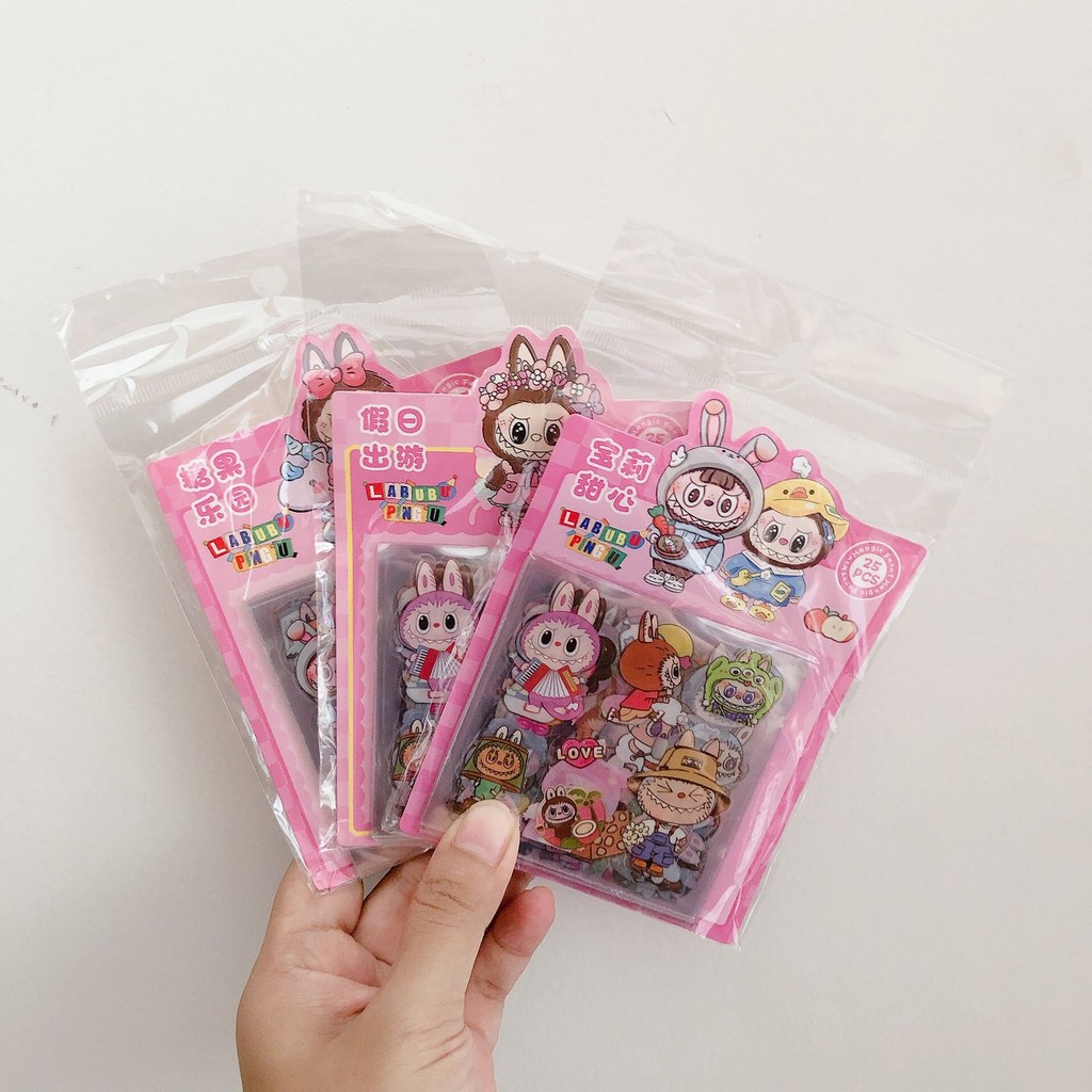 

Sticker Karakter Labubu Transparan isi 25pcs
