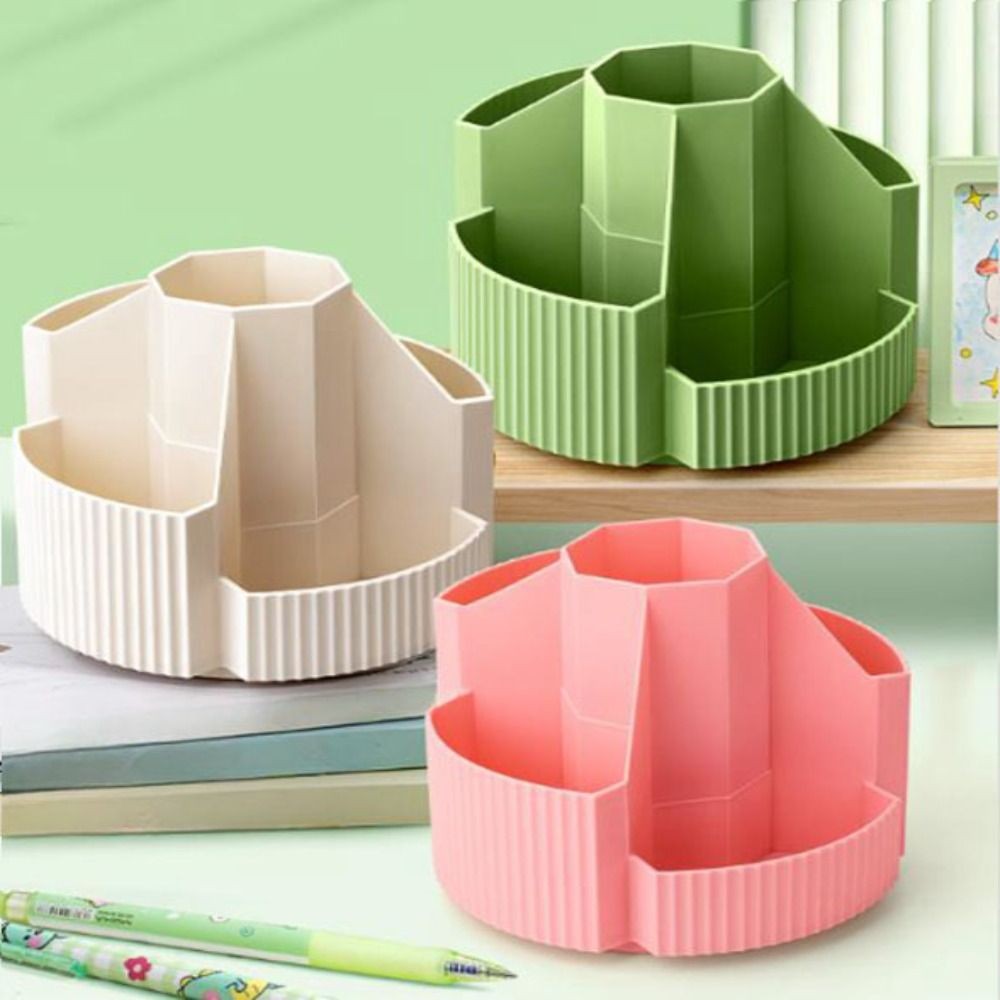 

Large Capacity Stationery Organizer 360-Degree Rotation Versatile Storage Pencil Cup Pot Durable 5 Compartments Storage Box