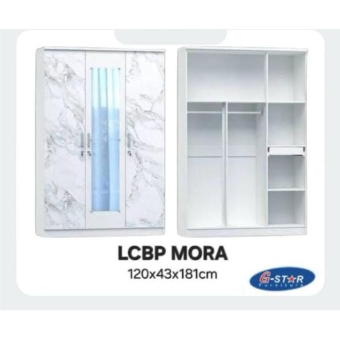Olympic Gstar Lemari Pakaian Minimalis Murah Tiga Pintu LCBP MORA Lemari Baju Marble 3 pintu Lemari 