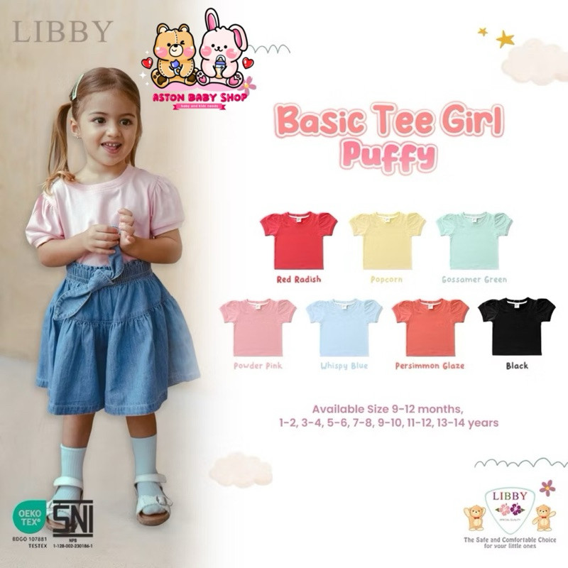 Libby Basic Puffy Tee - Libby Atasan Anak Perempuan / Kaos Anak