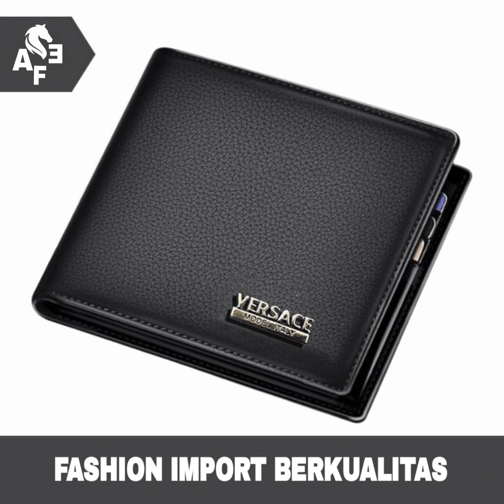 AFE ( 0RIGINAL - TERMURAH ) Dompet Cowok VERSACE D3400 Dompet Kulit Sintetis Dompet Lipat Pria Dompe