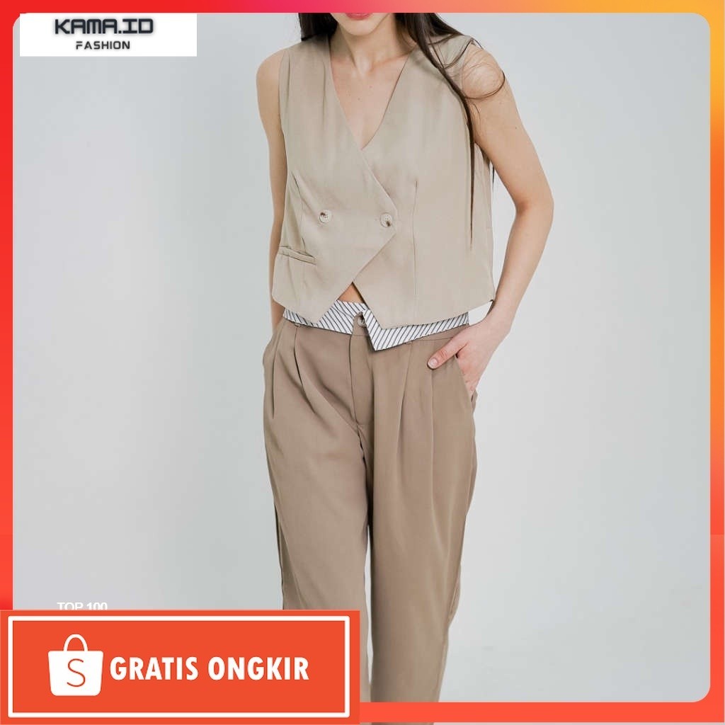 OuterWear / This Is April Outer Wanita Palomi Cropped Brown Vest – 186964