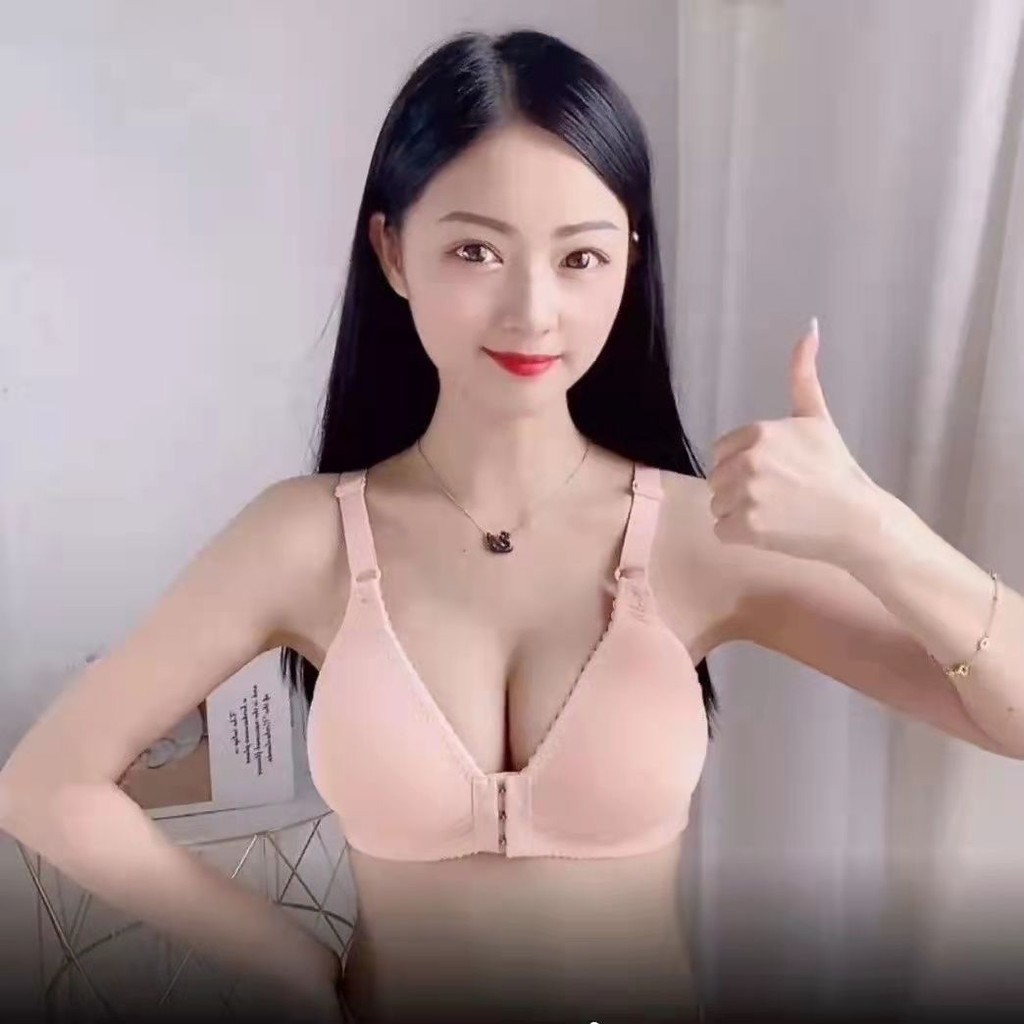 Sorex bra kancing depan tanpa kawat push up bh Serat Kapas busa tipis jumbo bra wanita sexy Seamless