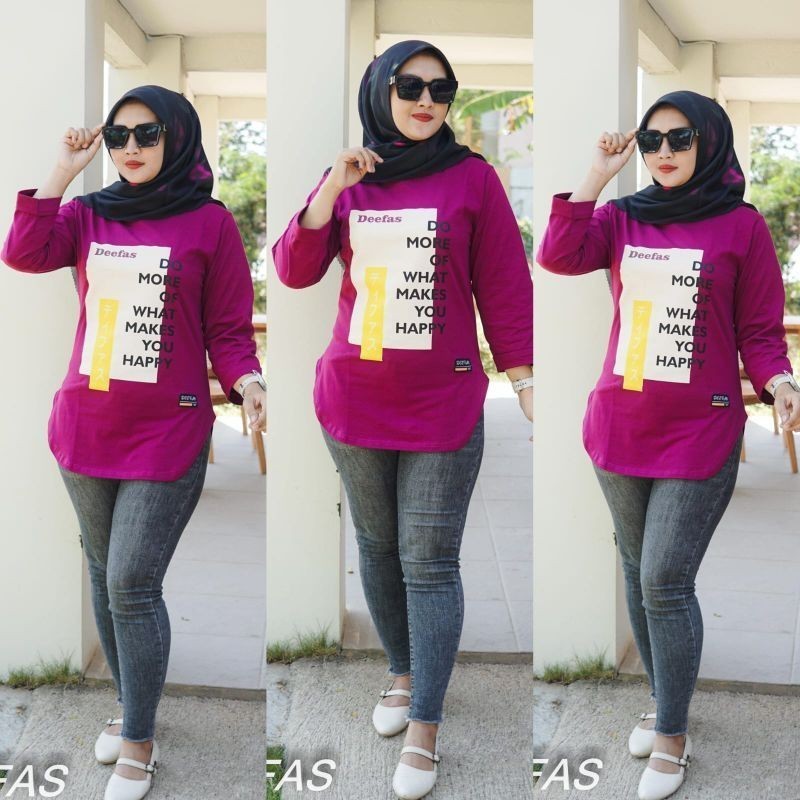 02> OVAL MOTIP JUMBO KAOS WANITA LENGAN 7/8 DI STIK BALIK BODY OVAL BAHAN KOMBET 20S  KAOS MOTIP OLA