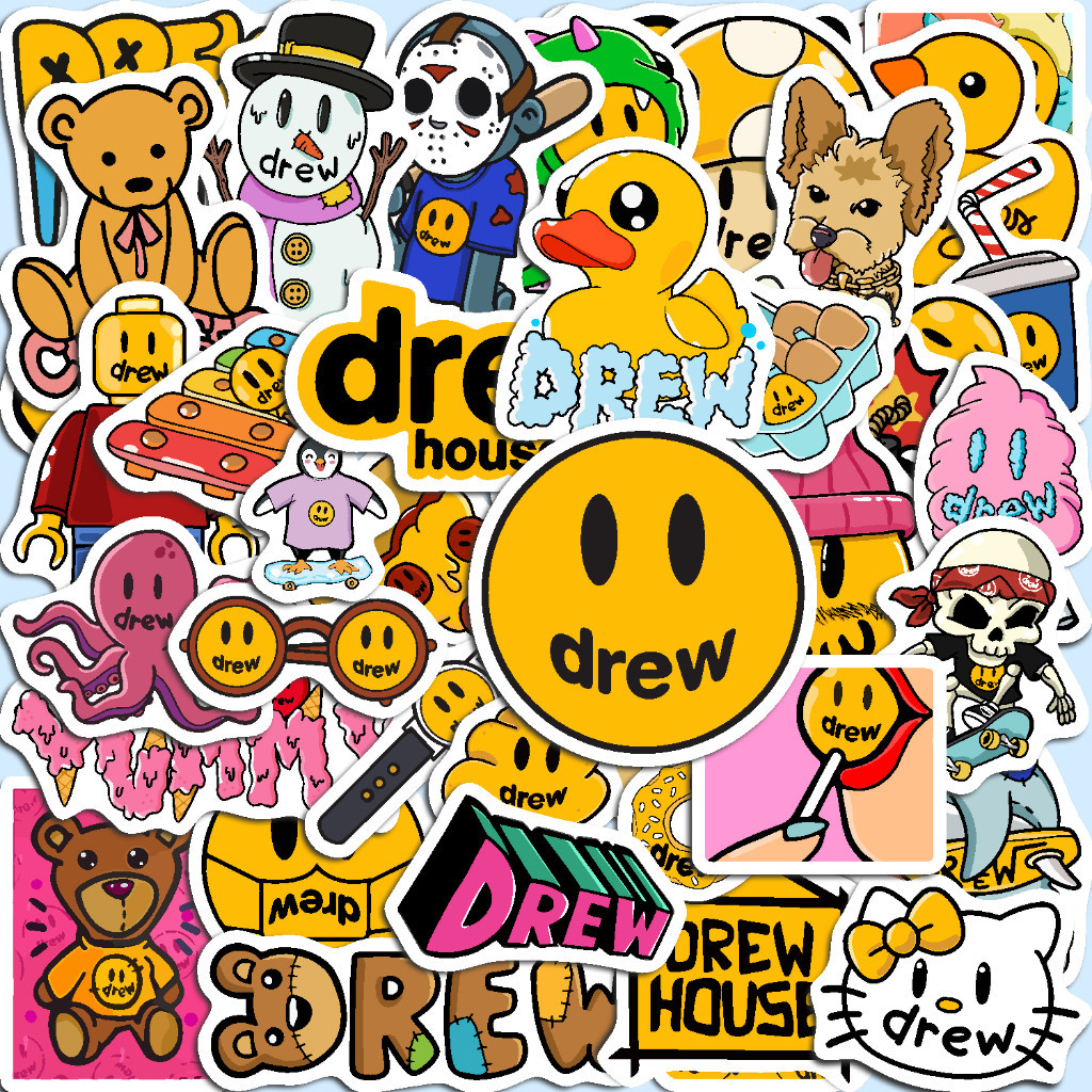 

62 Pcs Sticker Pack Drew House Hypebeast Grafitti Aesthetic Anti Air untuk Case HP Tumbler Laptop