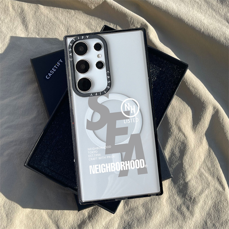 か CASETiFY X NEIGHBORHOOD X WIND AND SEA Case Magnetic suction Black Edge Clear Samsung Galaxy S22 2