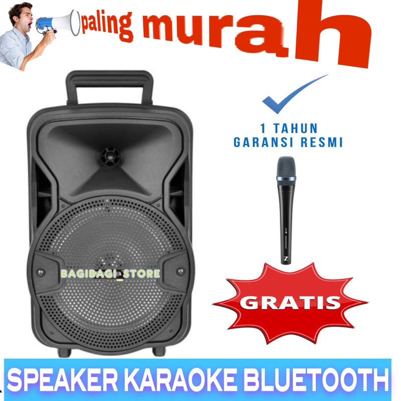 Speaker Salon Bluetooth Karaoke Besar Bonus Mic Suara Jerni Full Bass/Spiker Aktif Ukuran jumbo/speaker Polytron Jbl Gmc