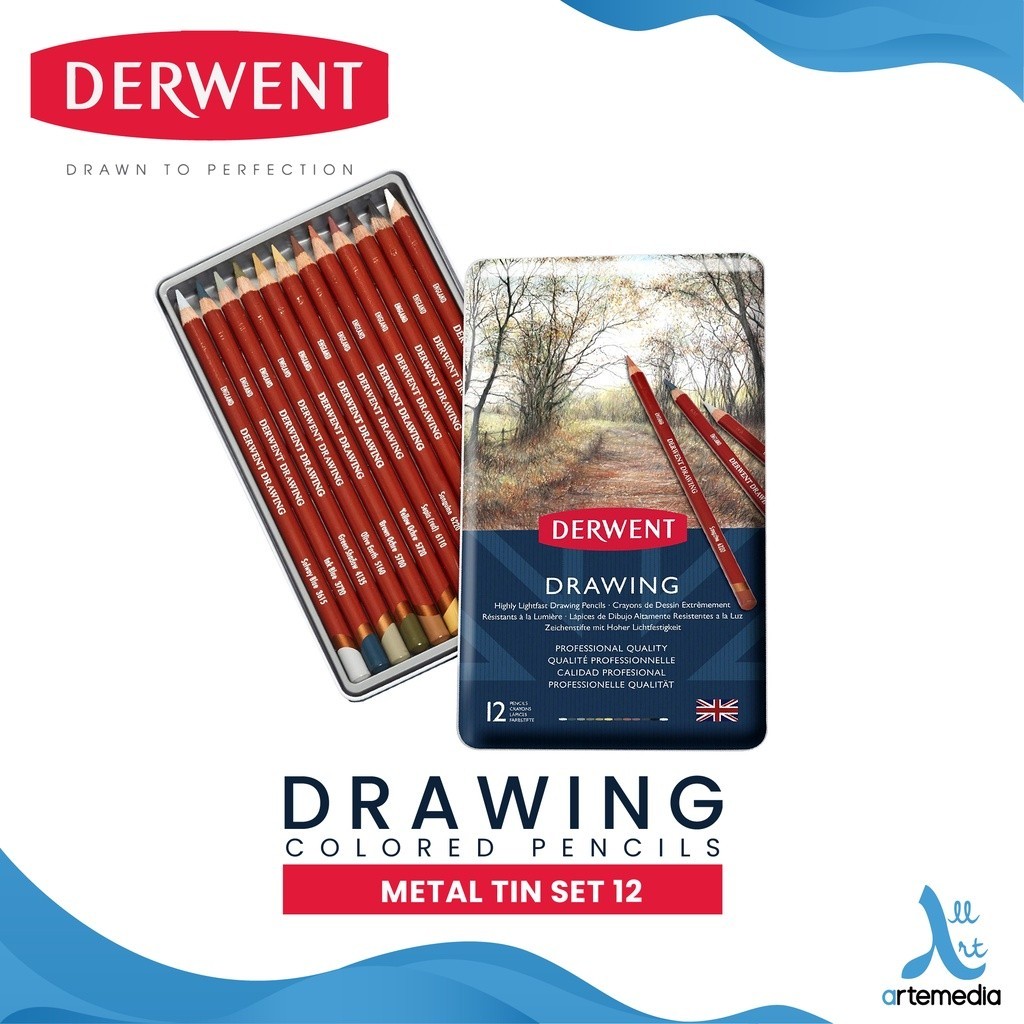 

Derwent Drawing 12 Pencil Color Metal Tin Set Pensil Warna