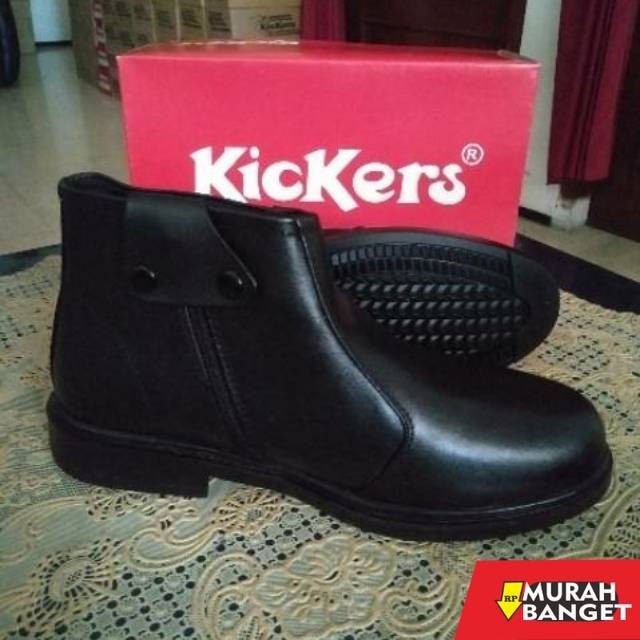 Sepatu pdh- Sepatu Kulit  Asli Pdh Resleting  Kickers  Pria 03 Sepatu Pantofel Formal Kerja Security