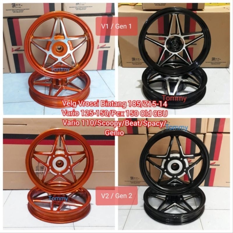 Velg Vrossi Bintang Vario 110 125 150 160 Pcx CBU Scoopy Beat Spacy Genio Pelek Rossi Orbit gen 2/V2