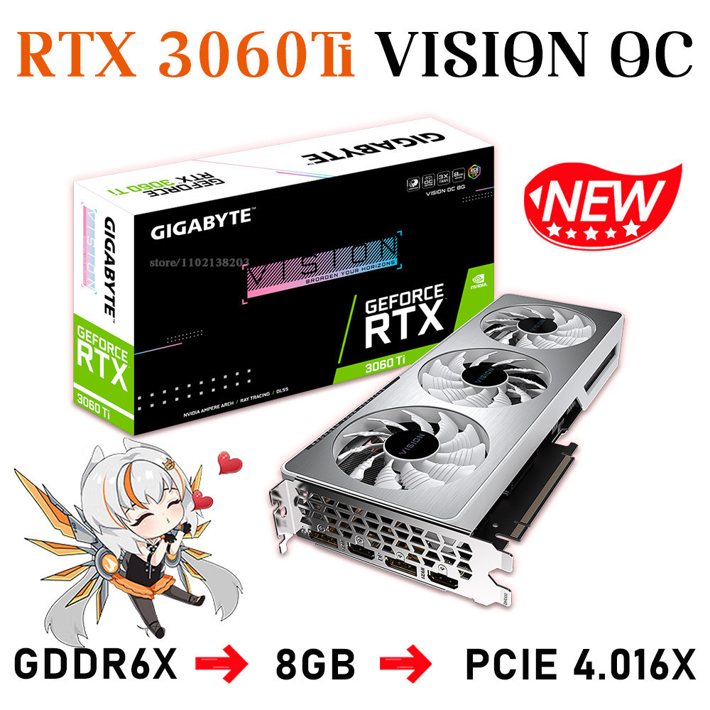 GIGABYTE GeForce RTX 3060 Ti VISION OC 8G Video card RTX3060Ti Graphics Support AMD Intel CPU GDDR6 