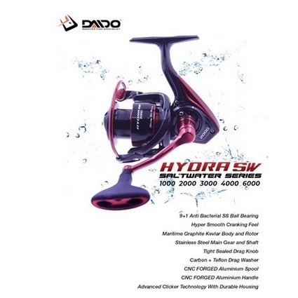 cuci gudang Reel Pancing DAIDO HYDRA SALTWATER SPIN PRO SERIES 9+1 BB 1000-4000 Sangat Halus dan POW