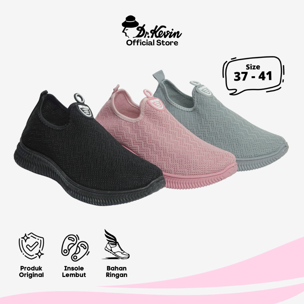 Original Dr. Kevin Sepatu Olahraga Sport Wanita Sneakers Rajut Slip On 589-041