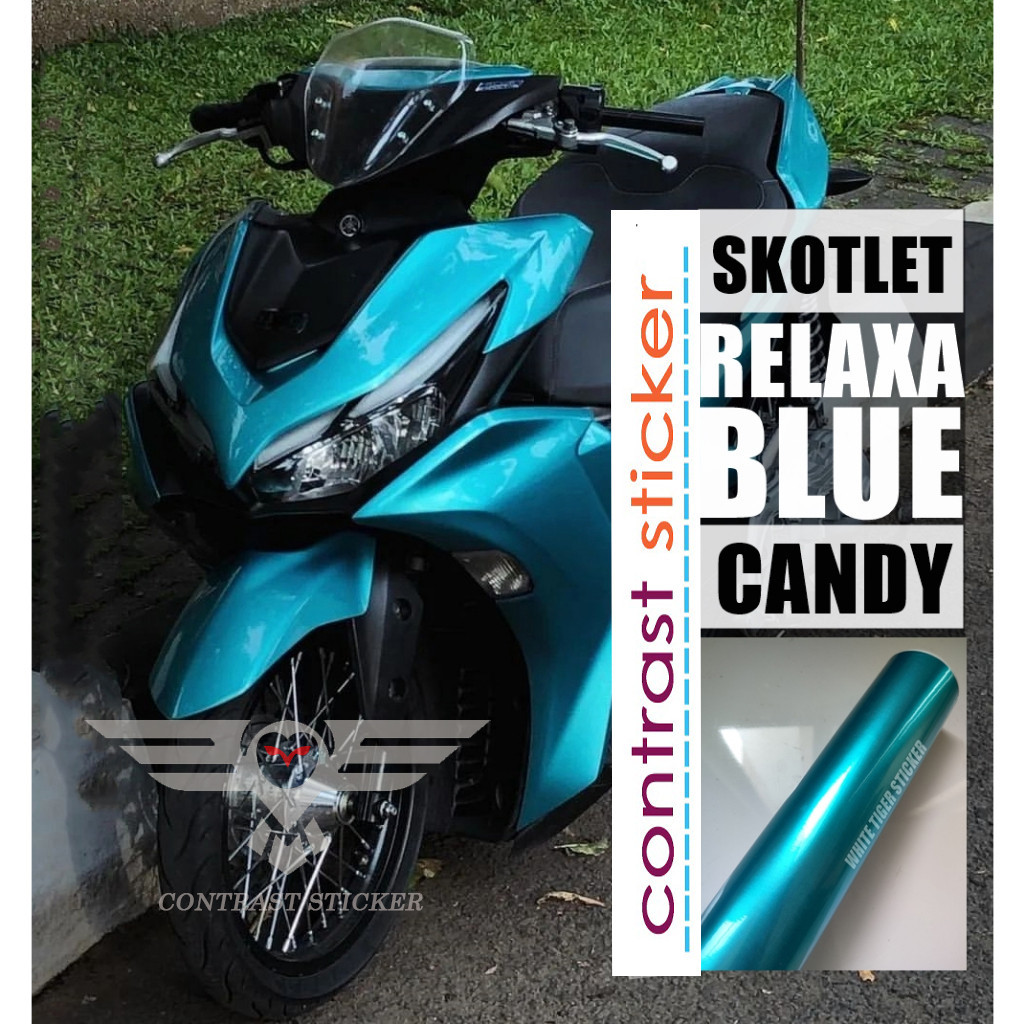 SKOTLET STIKER MOTOR RELAXA BLUE CANDY SKOTLET BIRU RELAXA METALIK CANDY SKOTLET BIRU RELAXA SCOTLIT