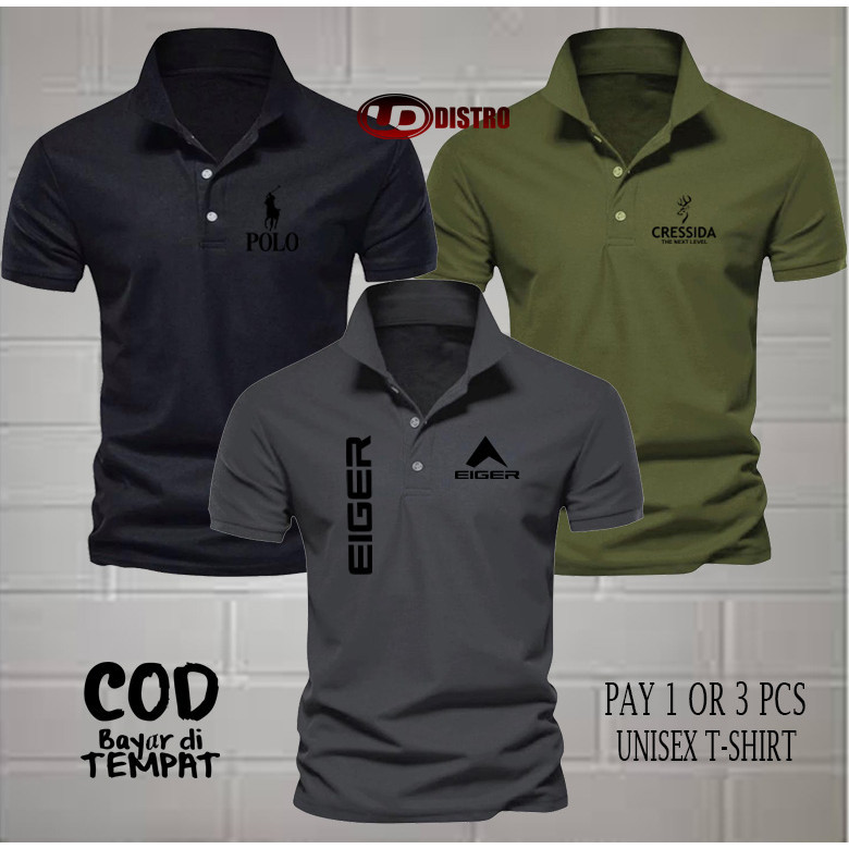 Kaus Polo Buy 1 Get 3 Pcs 1205 Cressida Polo Text Hitam pcs Kaos Polo Kerah Lengan Pendek Premium Qu