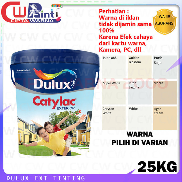 Dulux Catylac Tinting Cat Tembok Exterior White Putih Kream Cream 25 Kg