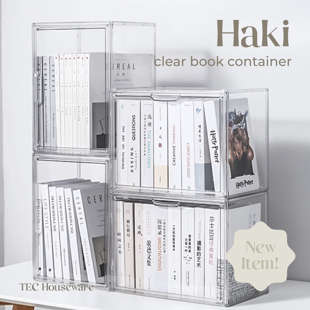 

[PROMO MURAH] 【TEC】HAKI Transparent Acrylic Book Magazine Organizer Container Box Transparan Premium Berkualitas Kotak Penyimpanan Bening Akrilik Organiser Estetik Storage Box Serbaguna Penutup