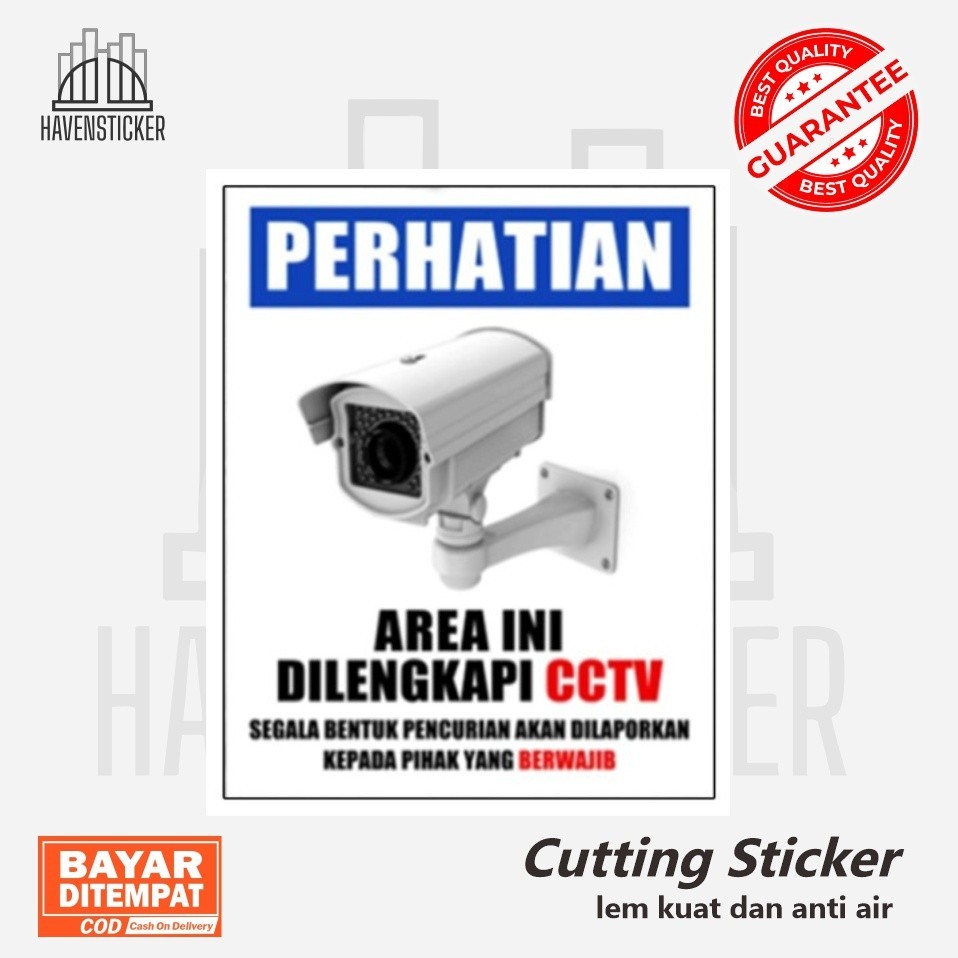 

Sticker vinyl print safety sign CCTV AREA warning sign camera Stiker PERHATIAN CCTV