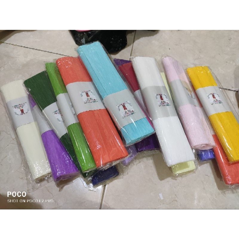 

MS | kertas crepe Italy/kertas crepe PREMIUM QUALITY import tebal ukuran 25cm*250cm crepe paper diy craft, wedding party decorations