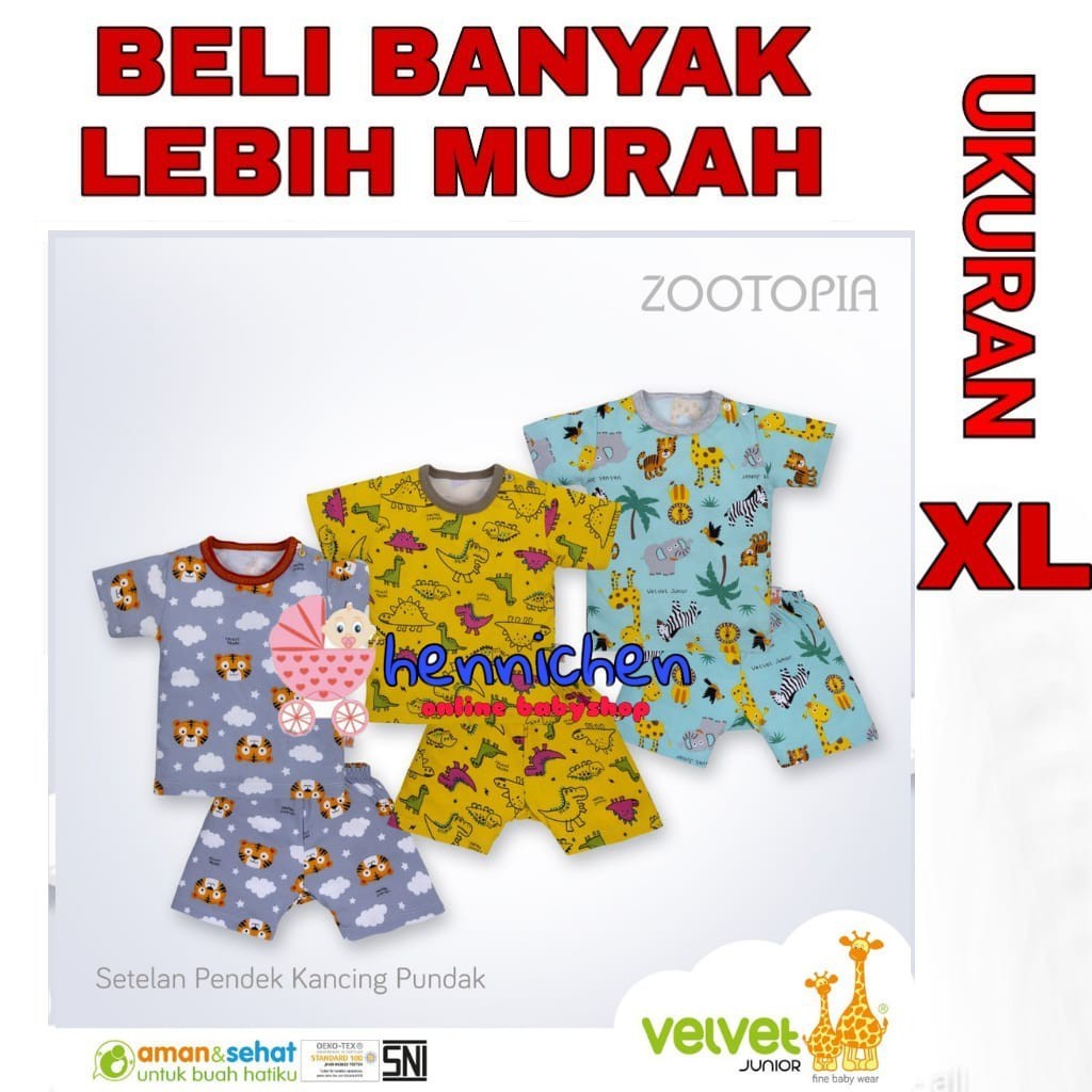 VELVET  junior setelan PENDEK XL SNI