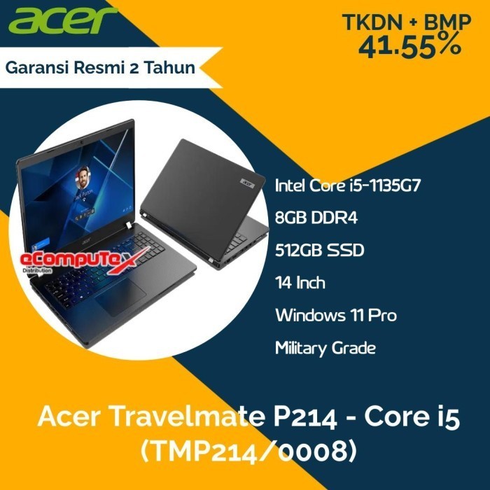 Laptop Acer Travelmate P214 Core-i5 (TMP214/0008) - i5 8GB 512 - TKDN