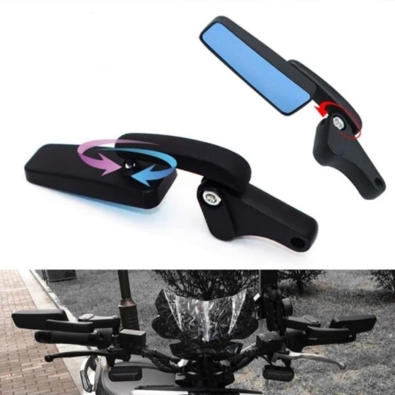 Spion Napoleon Retro Kotak Mini Fleksibel Universal Spion Kotak Mini Black Adjustable MotoLineOffici