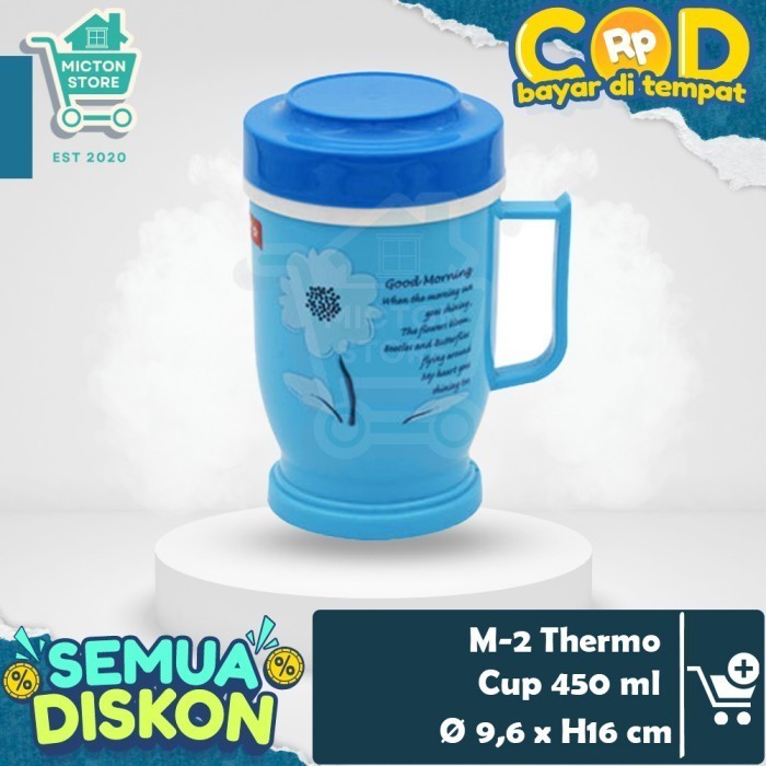 BIGTON Lion Star M-2 Thermo Cup 450 ml Gelas Termos Besar Tutup Plastik Dingin Panas Minum Kopi Teh 