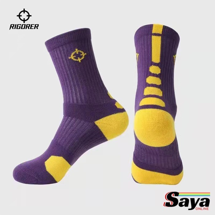 RIGORER Kaos kaki basket, olahraga, running, LAKERS, 100% ORIGINAL - Ungu