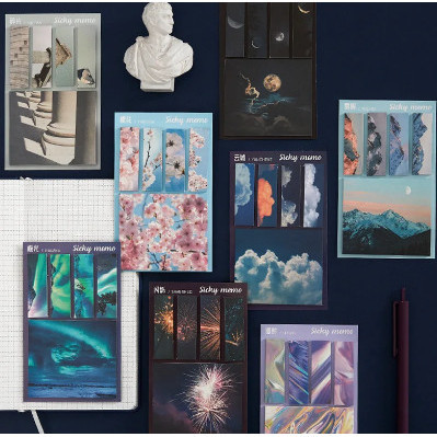 

100 Pcs/ Pack Sticky Notes Memopad Note Pembatas Buku Planner Note SCENERY EDITION