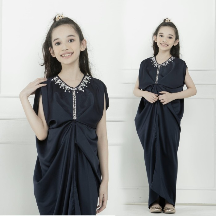 kaftan anak Trisna hitam baju pesta lebaran cantik murah