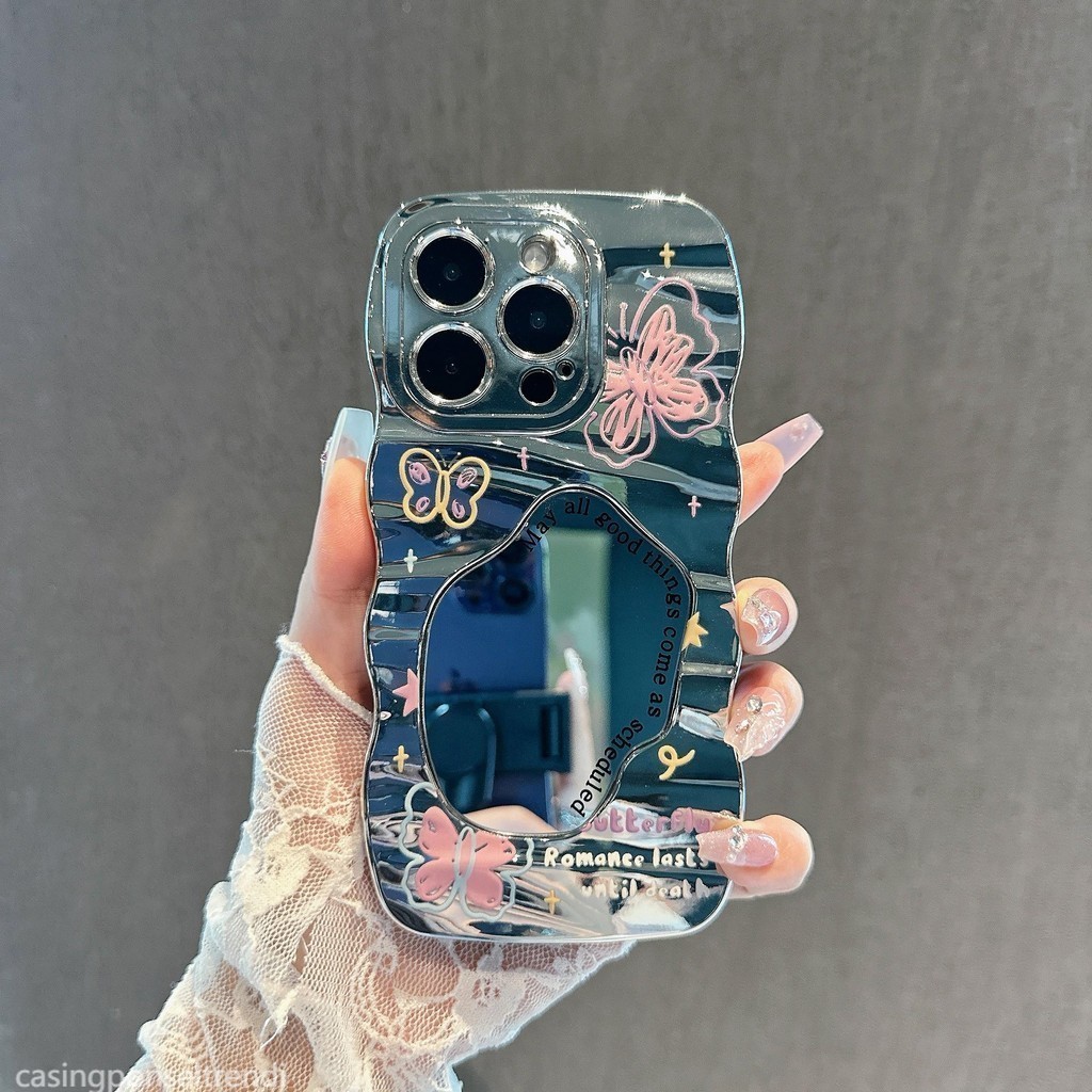 VIVO  Case Pink KUPU KUPU Mirror Case Cermin Casing Hp Vivo Y02 Y11 Y02T Y15S Y15A T1 Y10 IQOO Y02SY