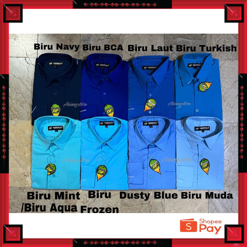 KAIN ADEM LEMBUT HALUS TEBAL / KEMEJA PRIA GREENFALO - KEMEJA POLOS LENGAN PANJANG PRIA WARNA BIRU N