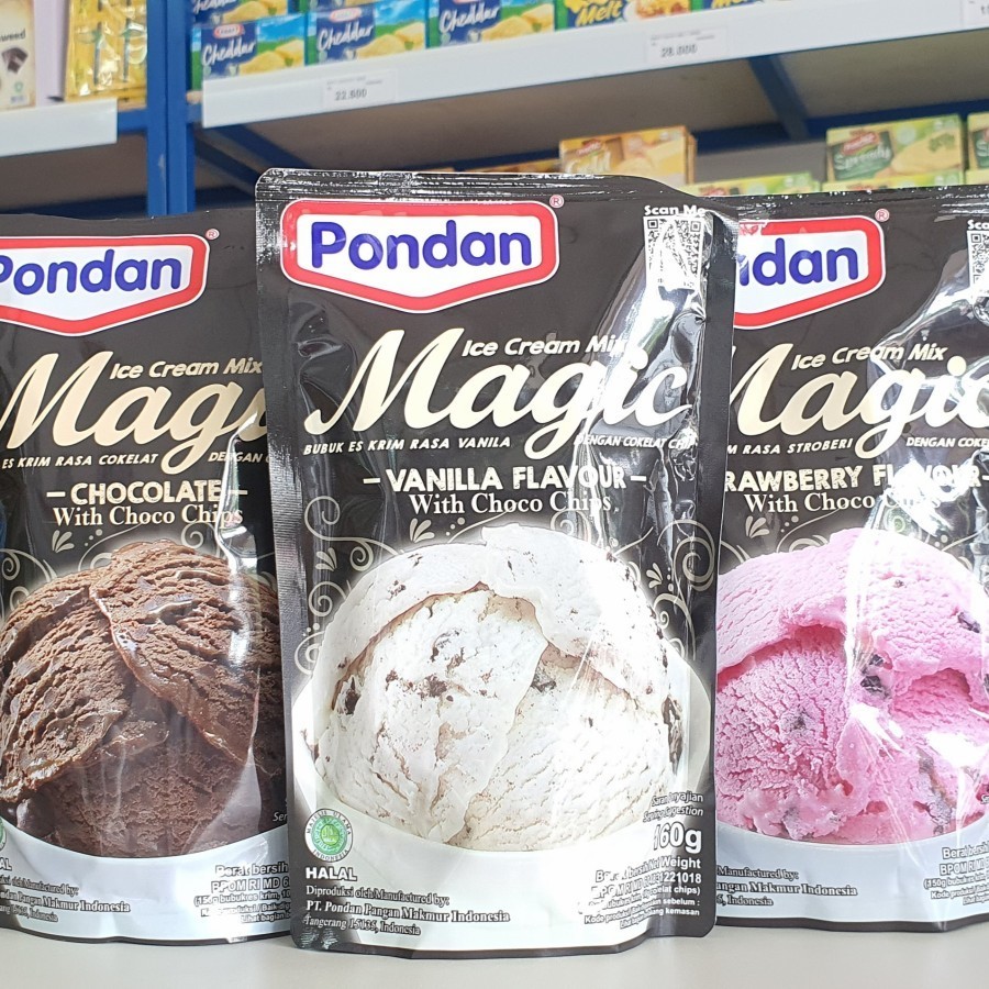 

Pondan Ice Cream Pouch 160 gram rasa | Bubuk tepung Es Krim Mix dengan chocho chip 160g Murah