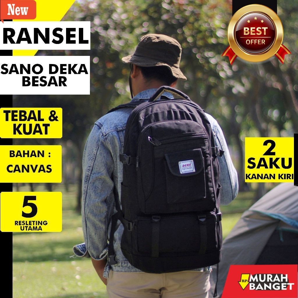 Tas Ransel Pria Kekinian Tas Ransel Deka Besar Hitam Backpack Carrier Camping Hiking Tas Travelling 
